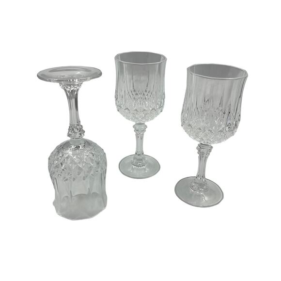 Vintage Luminarc Arc International Wine Cordial Glasses 3 Piece Clear Crystal - Picture 2 of 9